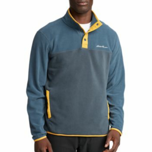 Eddie Bauer Quest blue fleece snap mock neck pullover